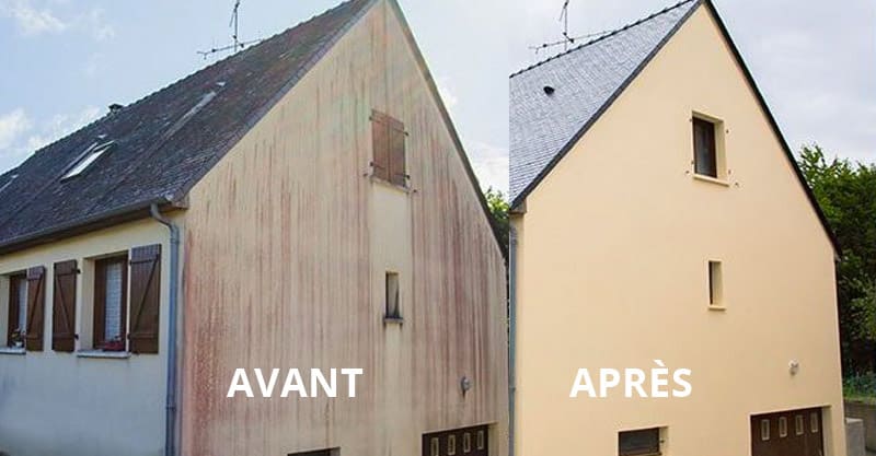 Sarcelles - façadier 95 - Traitement contre algues rouges  avec nettoyage basse pression, puis la reprise des fissures, trous et autres petits défauts, et au final application de 2 couches de peinture.